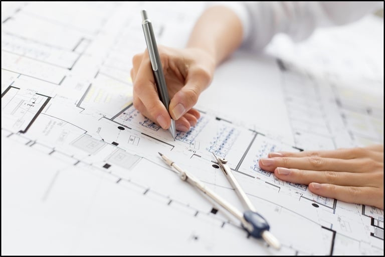 An image showing an architect practicing an architectural design before appearing for the NATA exam